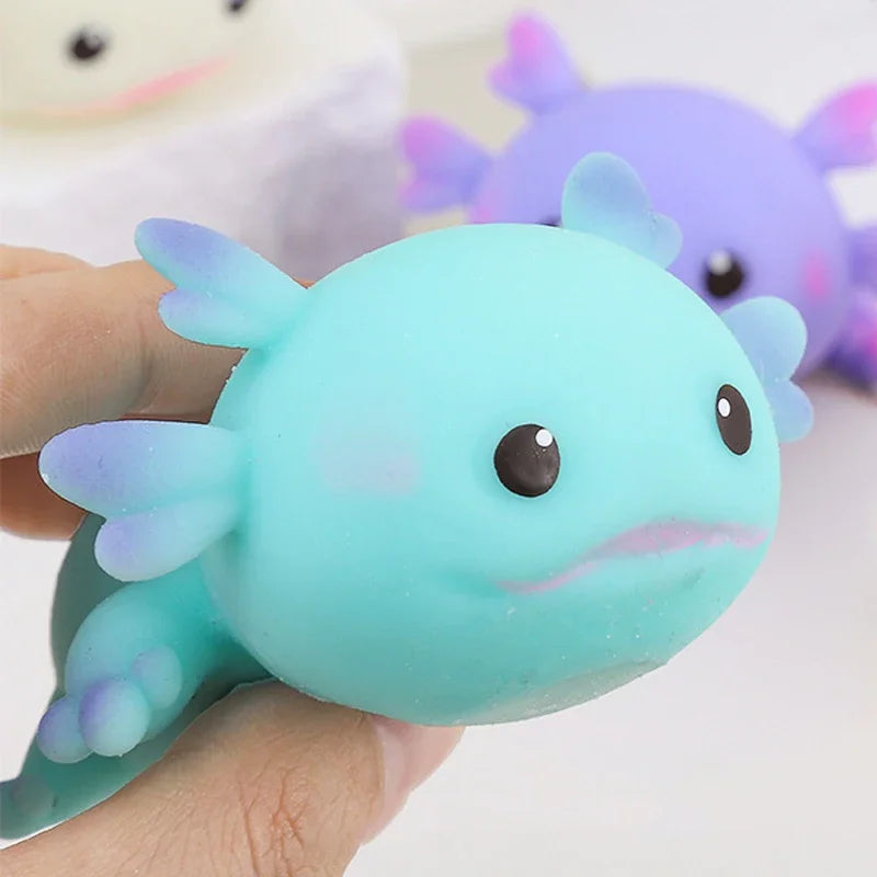 1/4pcs Axolotl Squeeze Ball Cute Fish Relax Cartoon Antistress Squishy Stress Relief Slow Rising For Adult Kids Stretch Toys