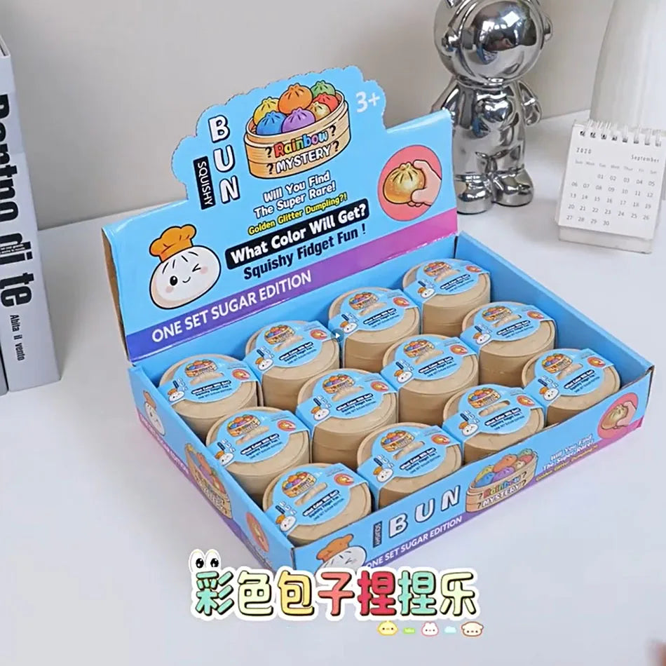 Mini Glitter Dumpling Squishy ULTRA RARE Gold Glitter Hidden Edition Dumpling Sensory Steamer Soft Dough Ball for Stress Relief