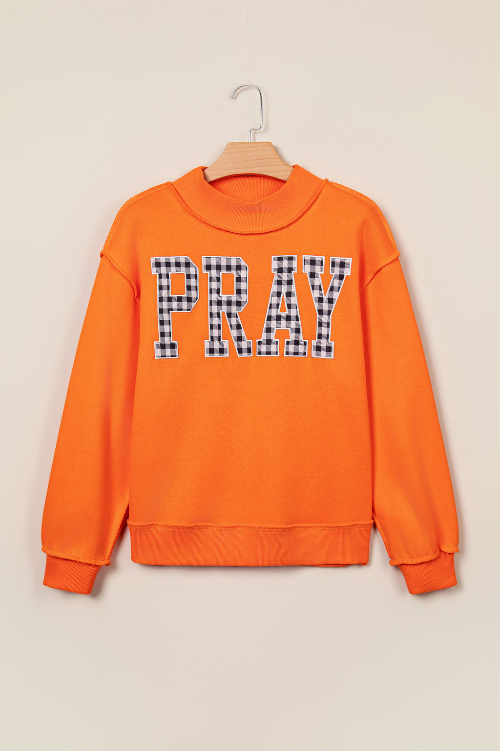 Coffee PRAY Polka Dot Embroidered Mock Neck Sweatshirt